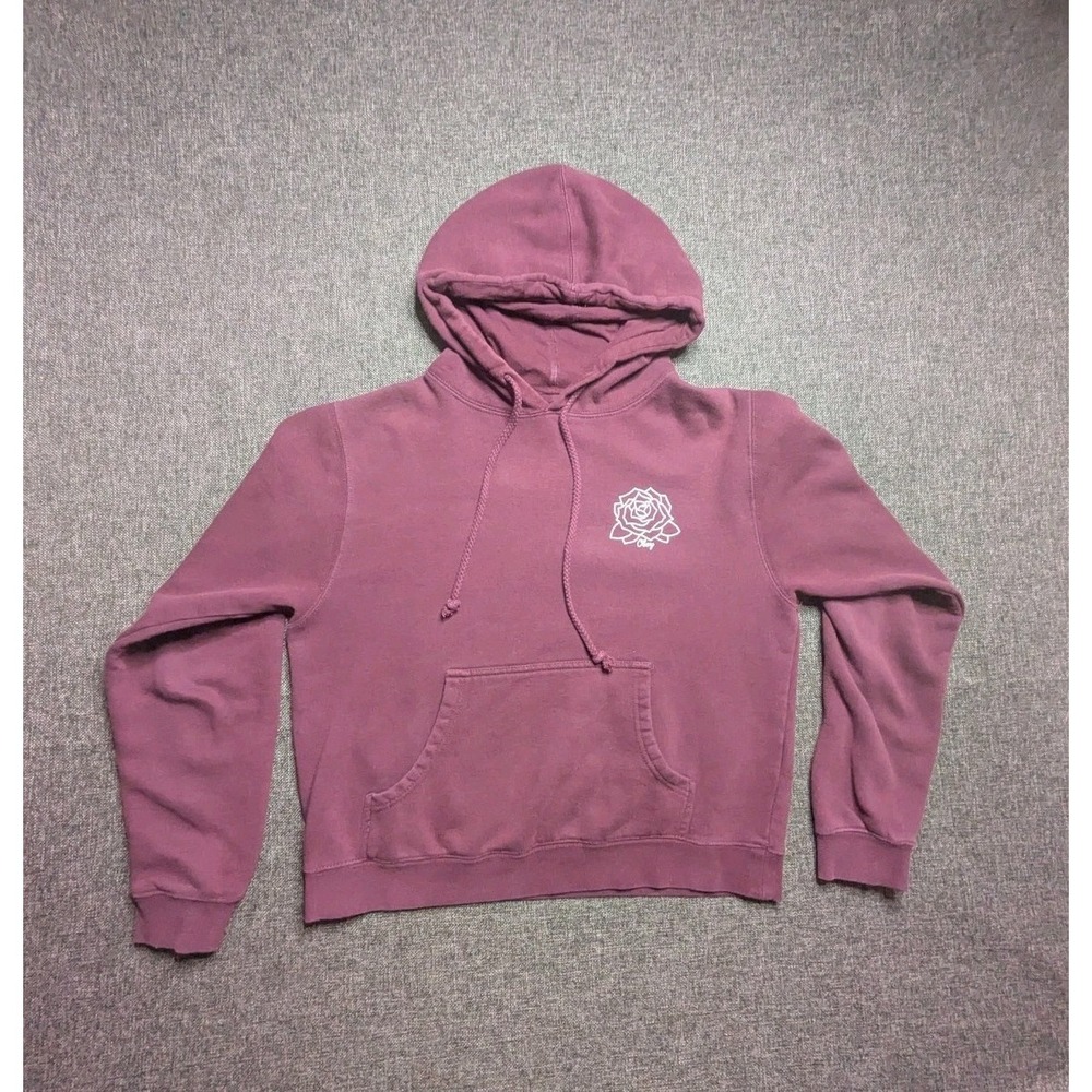 Obey Womens Red Rose Hoodie Medium M Burgundy Graphic Cute‎ Pullover Sweatshirt